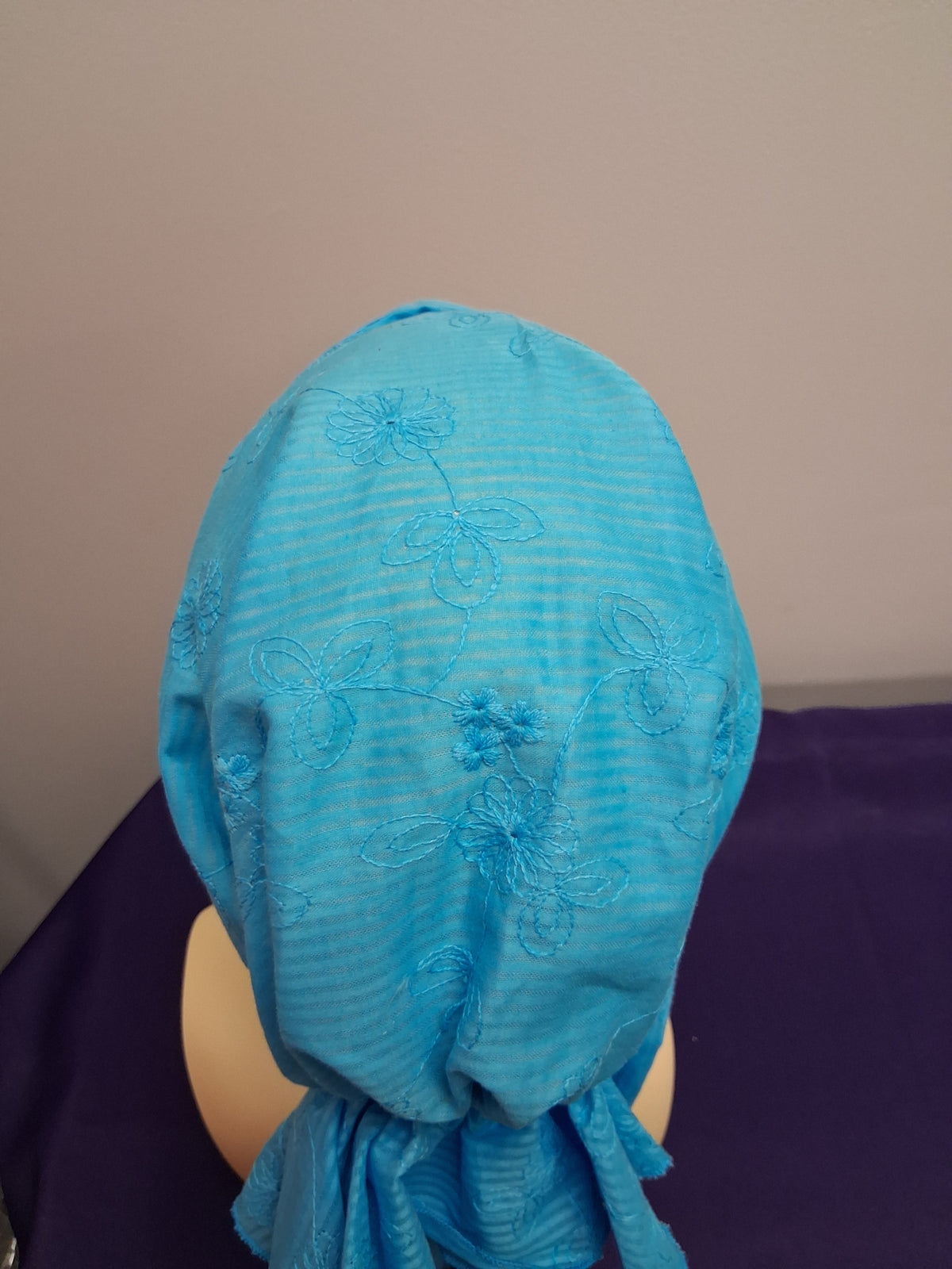TH/Pre-tied Scarf blue eyelet